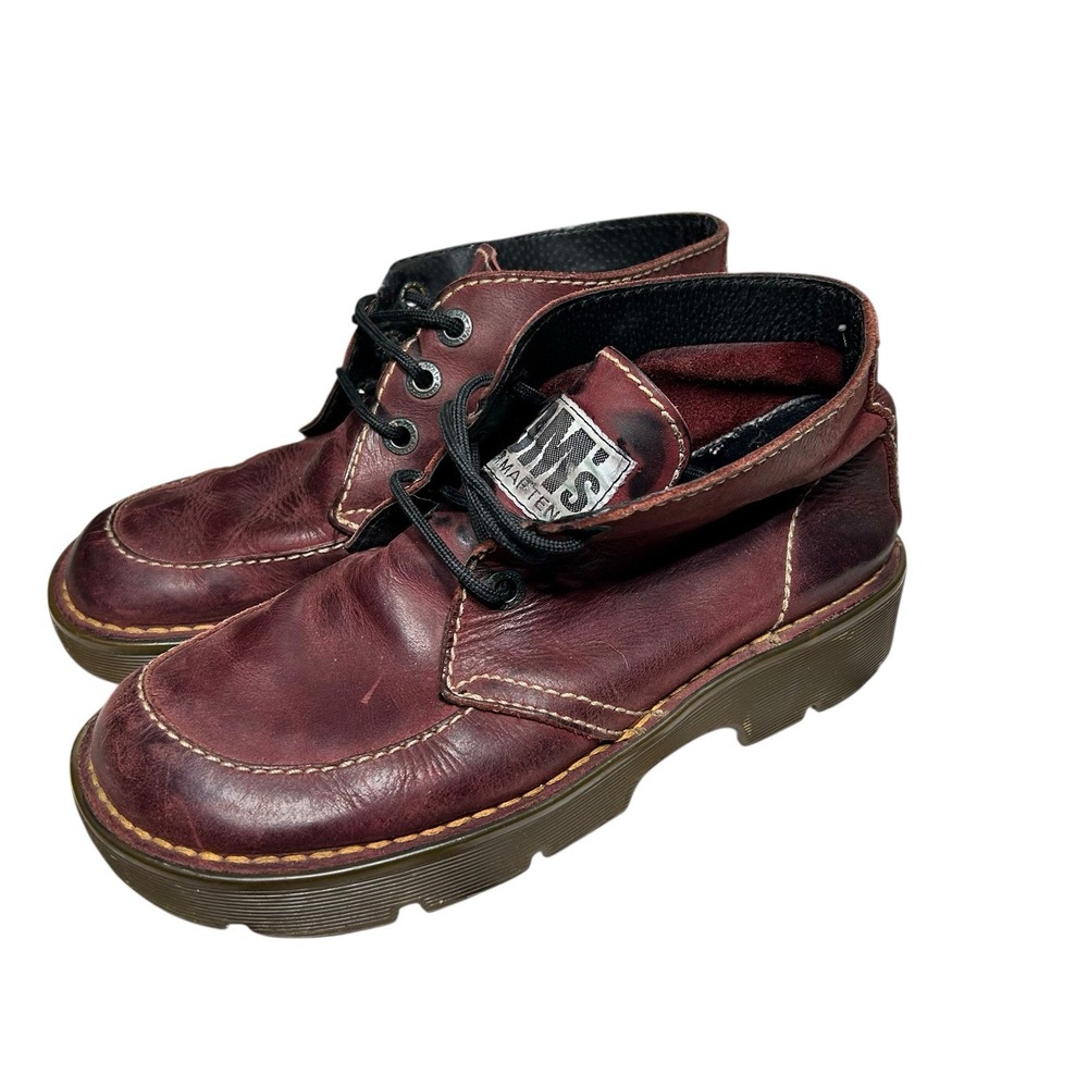 Vintage Dr Martens Heeled Brown Shoes Platform Chunky Thick Sole Size 8